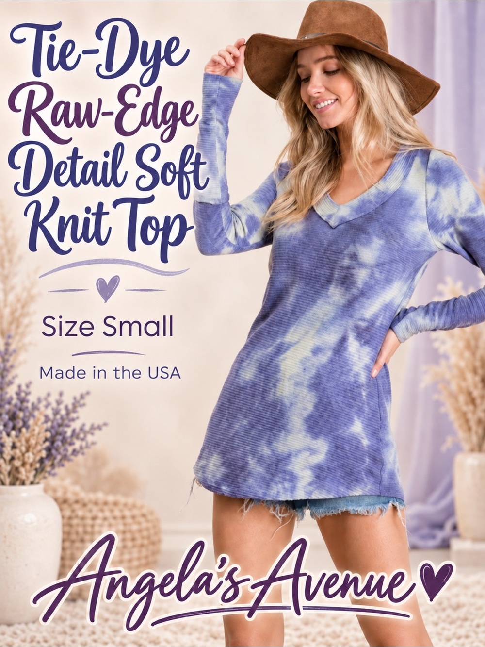 Tie-Dye Periwinkle Soft Knit Top NEW